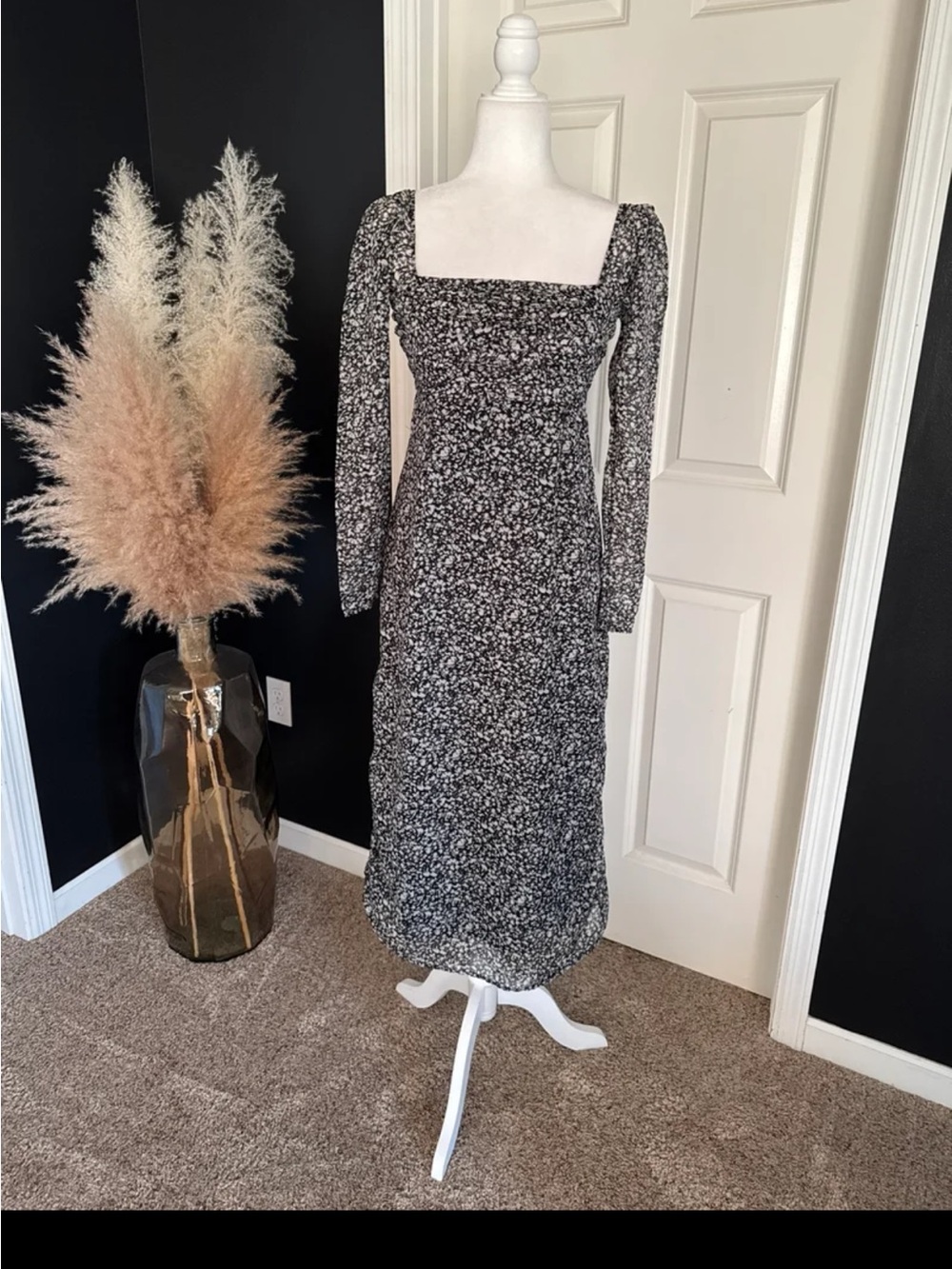Abercrombie & Fitch Emerson Chiffon Long-Sleeve Midi Dress size Small - Picture 6 of 12